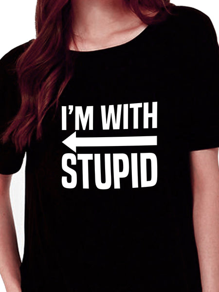 I'm With Stupid (Arrow Points To The Right) T-shirt for Women - Let's Beach