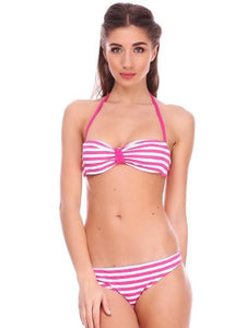 Pink Stripy Bandeau Bikini - Let's Beach