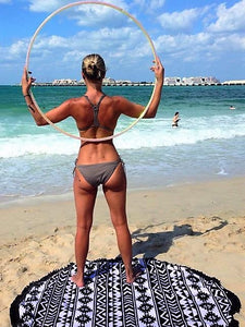 Aztec Black Round Beach Towel - Let's Beach