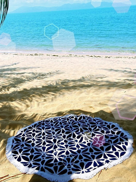 Flower Power Round Beach Towel - Let's Beach