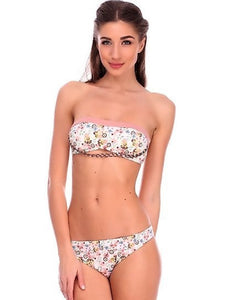Flower Print Bandeau Bikini Set - Let's Beach
