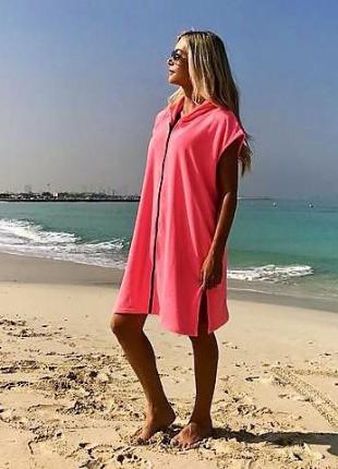 Pink Towel Zipper Poncho - Let's Beach