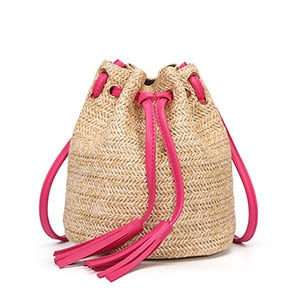 Straw Bucket Style Beach Bag - Let's Beach